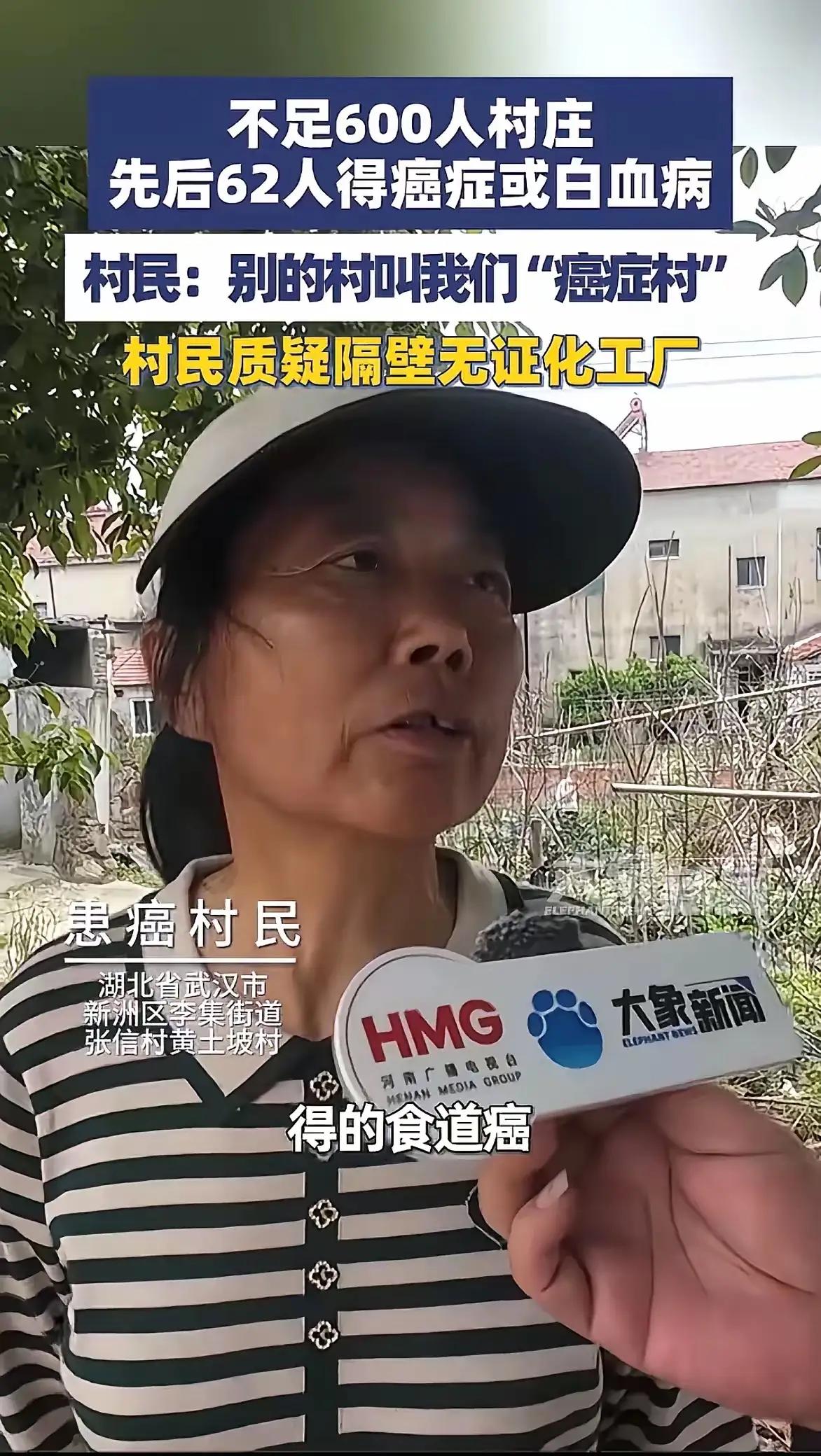 武汉新洲区张信村黄土坡湾户籍585人，累计62人确诊癌症或白血病，患者多为50岁