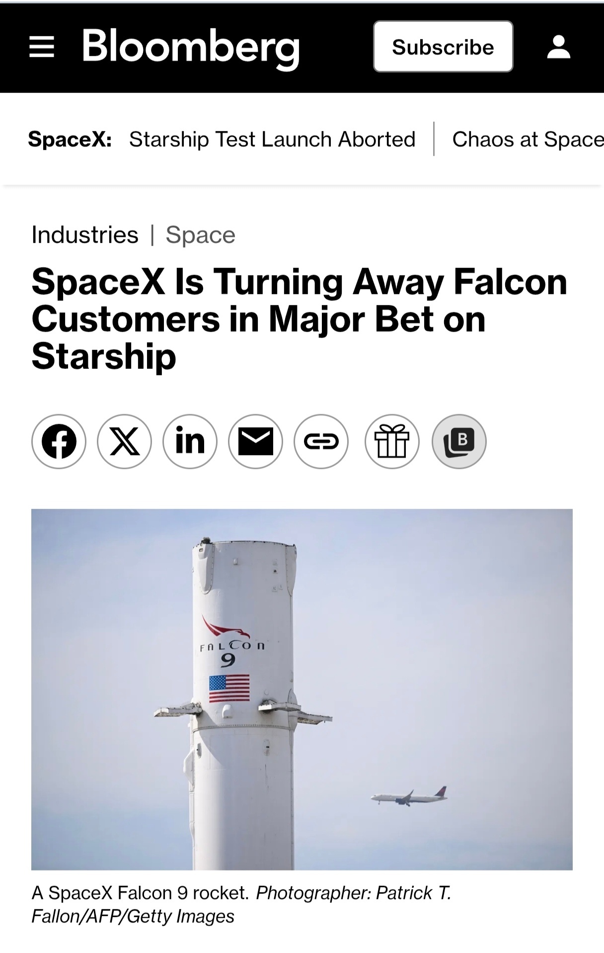 据Bloomberg报道，多位知情人士透露，SpaceX已开始婉拒卫星运营商提出