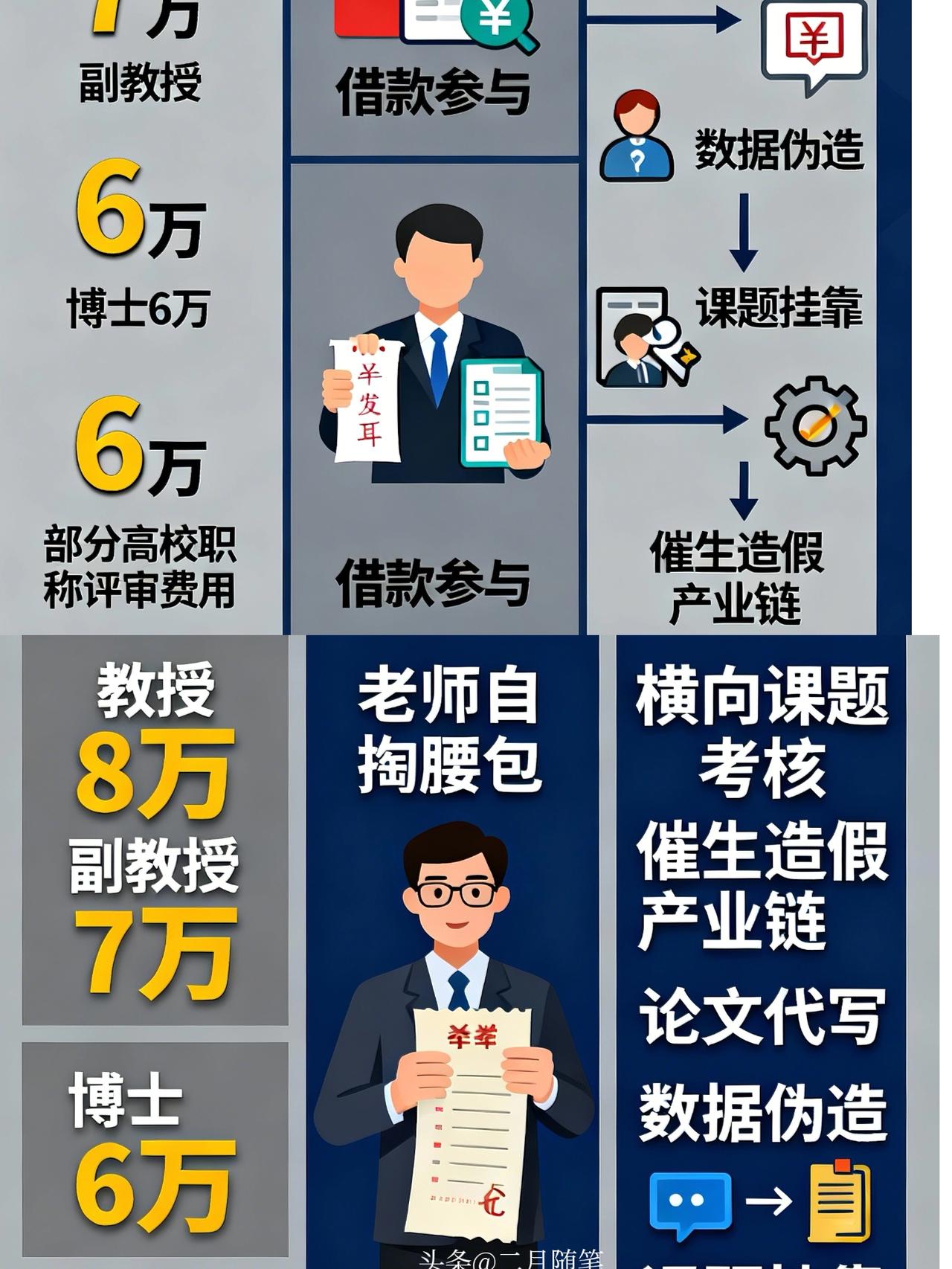 “教授8万副教授7万博士6万”，部分高校职称晋升现：
“金钱游戏”：老师或自掏腰