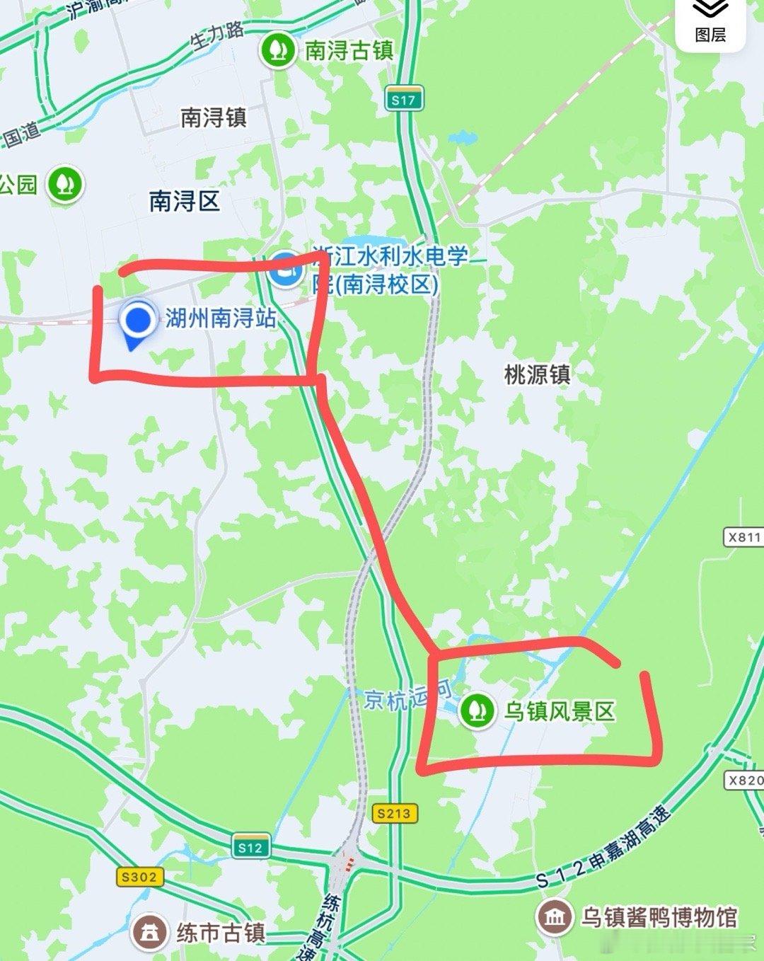 再有来乌镇的活动，各位可以考虑一下“湖州南浔”高铁站。比桐乡站近至少一半，一路2