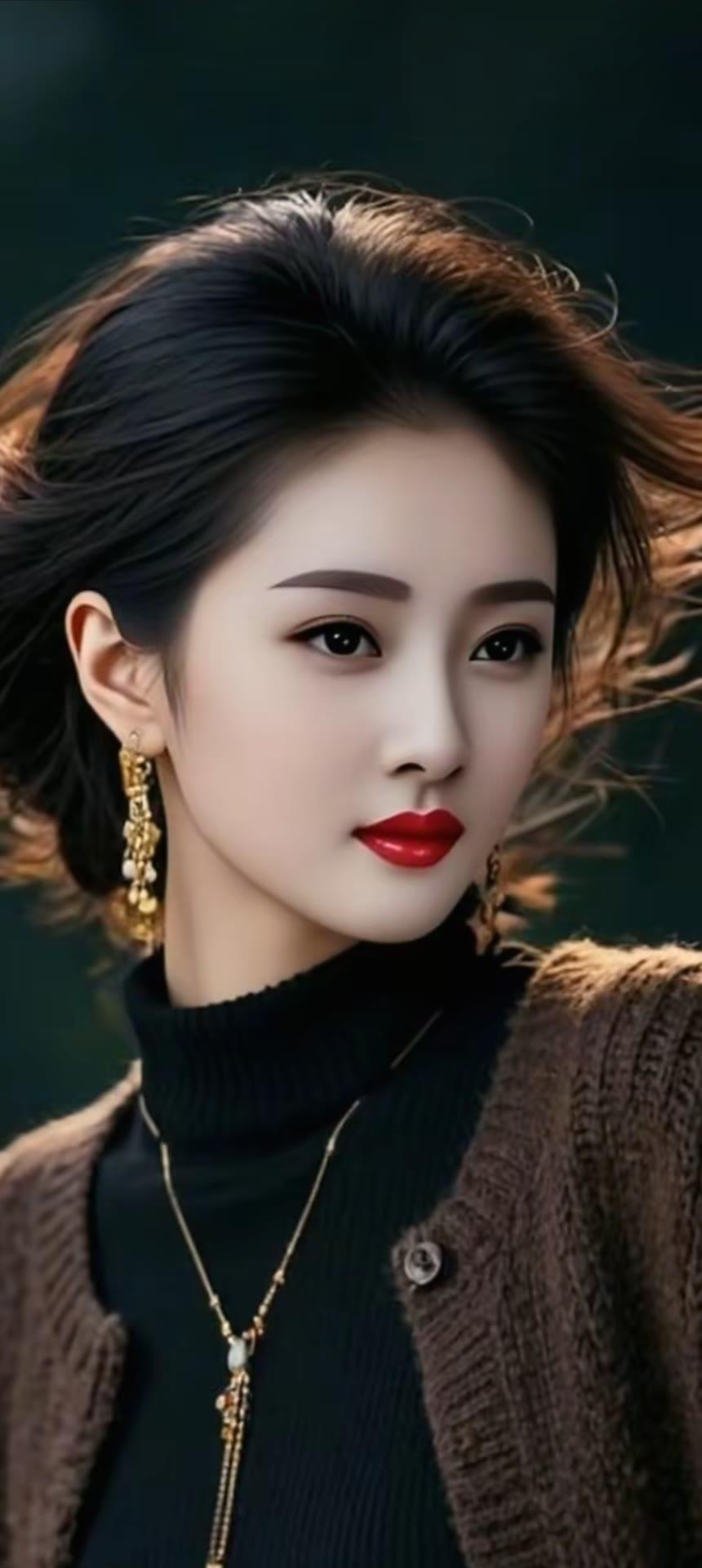 优雅红唇，复古风穿搭，尽显迷人魅力！💄👗💎