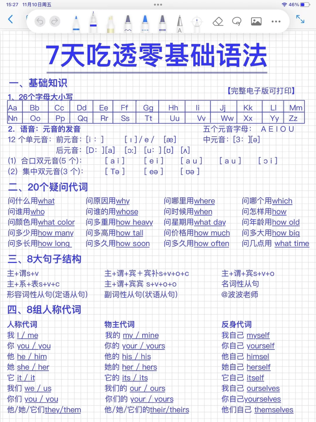 基础差救星！7天搞定零基础英语语法！太赞了