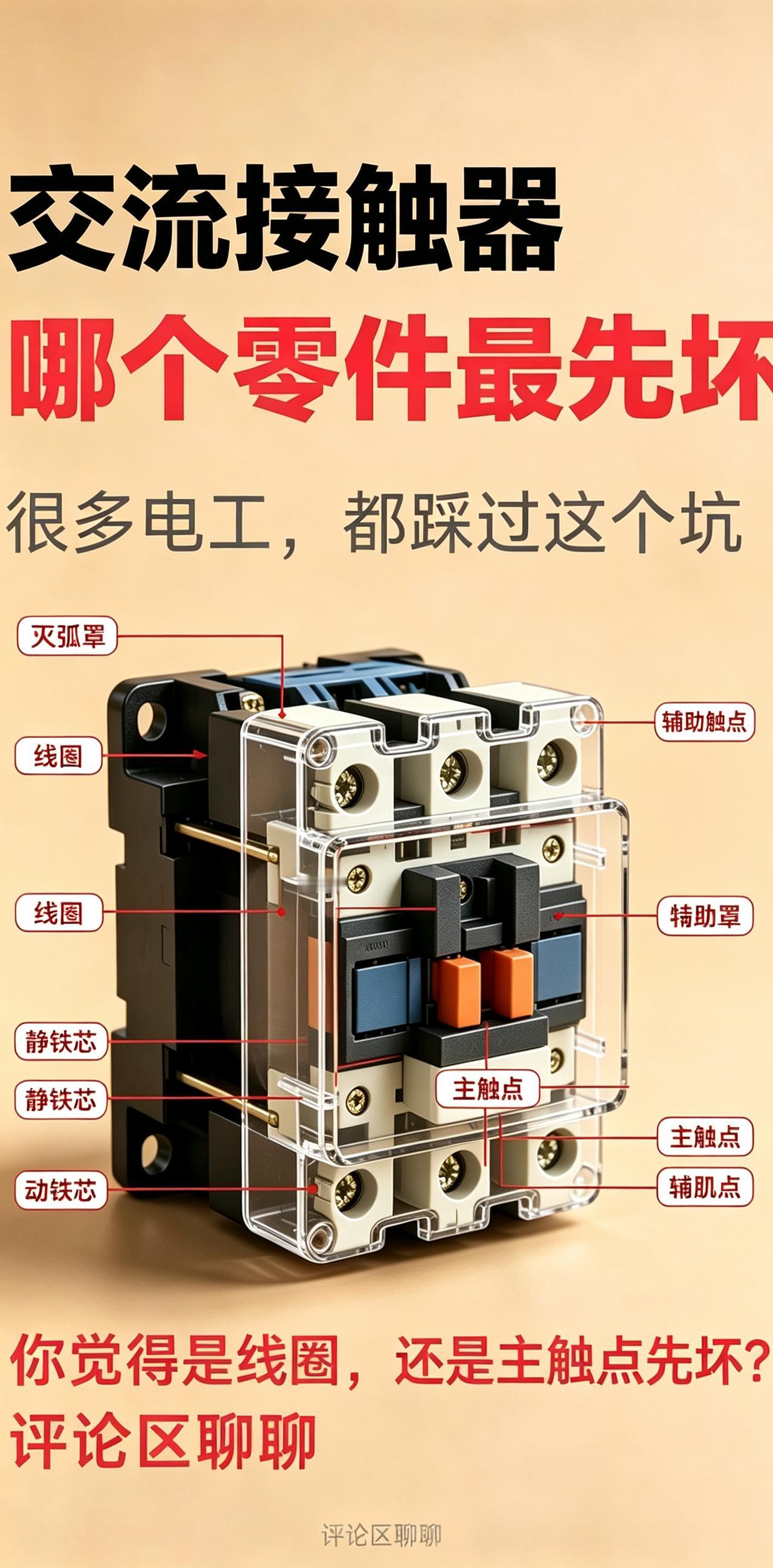 交流接触器故障，到底是主触点先坏，还是线圈先烧？
很多新手以为线圈最容易坏，现场