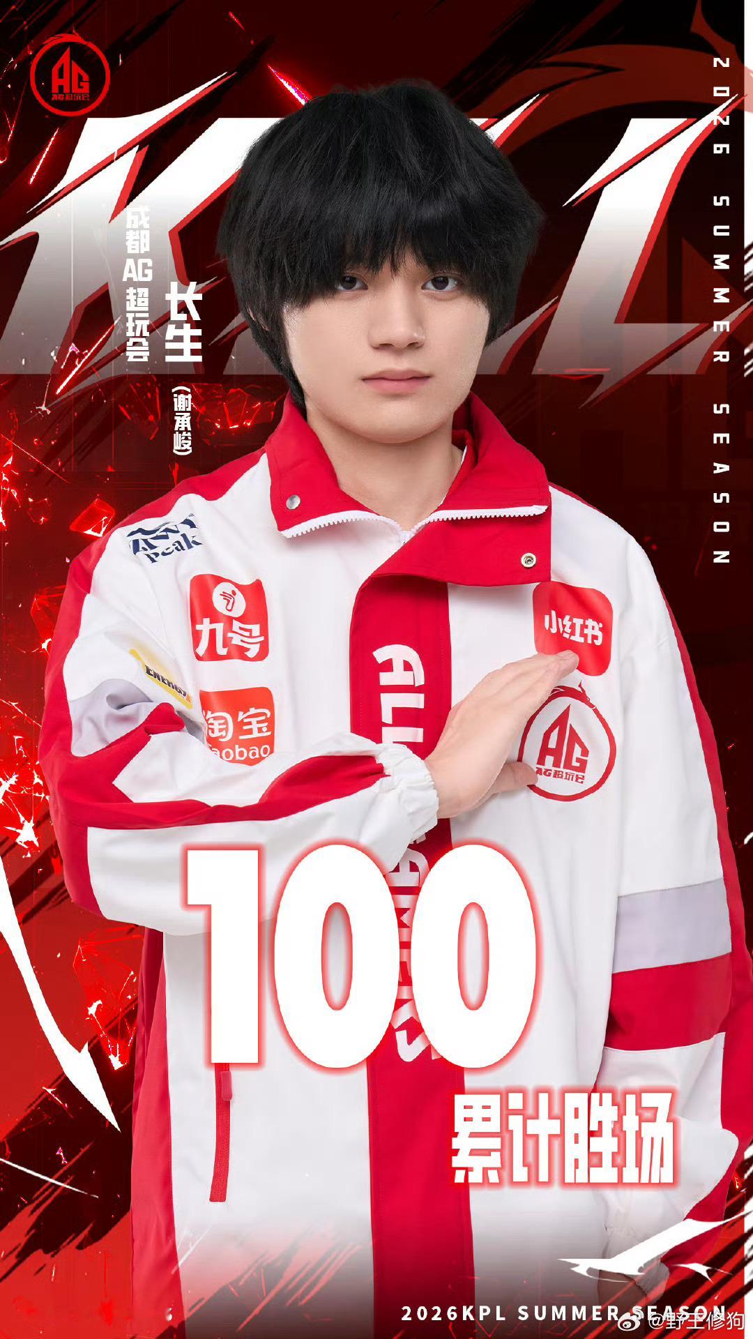 长生达成联赛100胜场拿下联赛100胜场鼠鼠冲冲冲！继续加油哇！ 