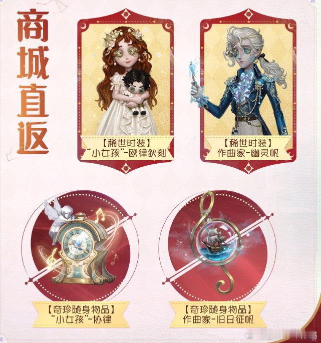 你们期待第五人格这两款时装的返场吗？[疑问]第五人格游戏游戏[超话] ​​​