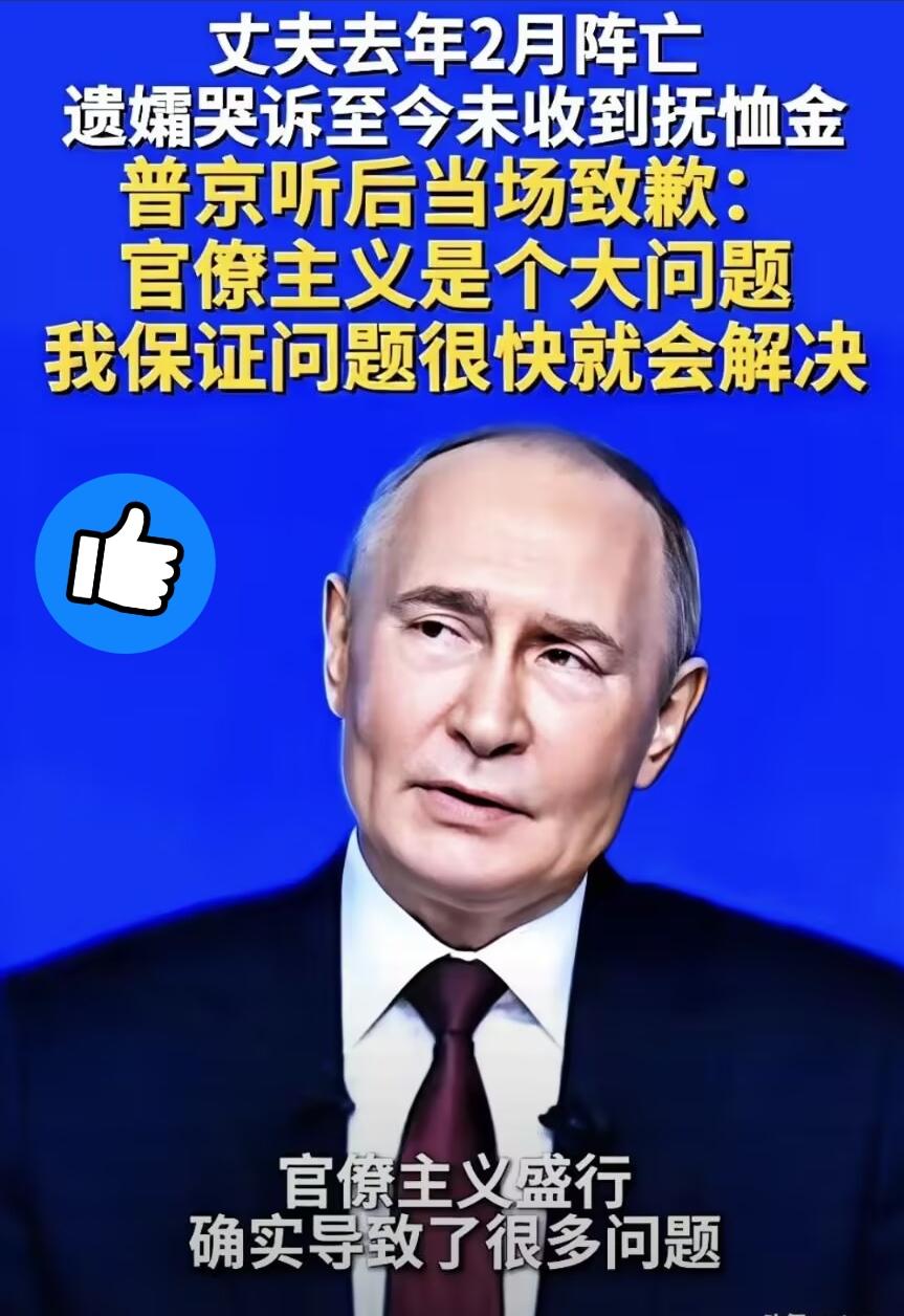 普京真是一个非常敢直面问题的总统！
在一个士兵遗孀向普京哭诉着诉说自己未领到抚恤