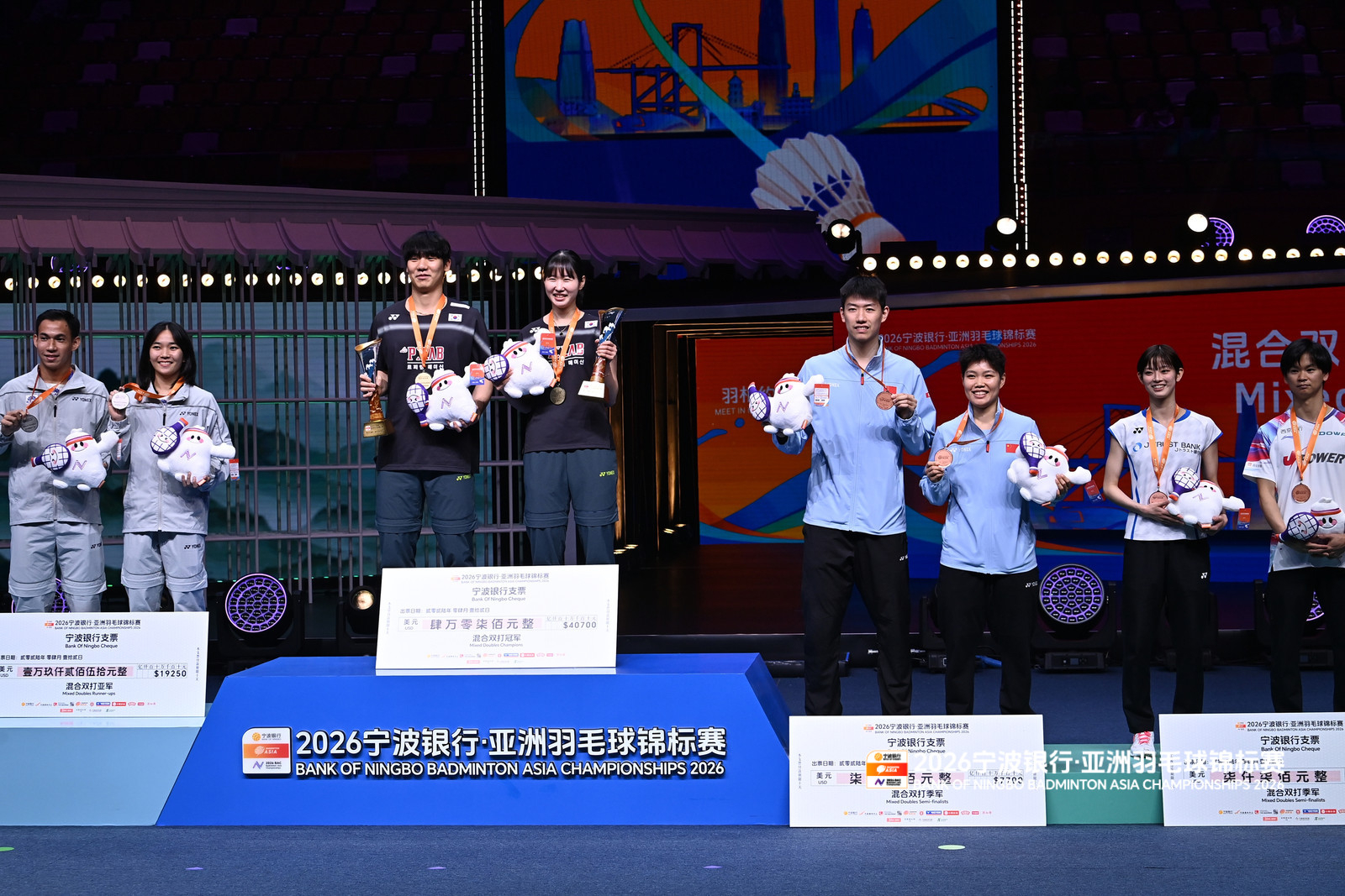 2026年羽毛球亚锦赛最终赛果：韩国队3金1银1铜，中国队2金2银2铜，泰国队1