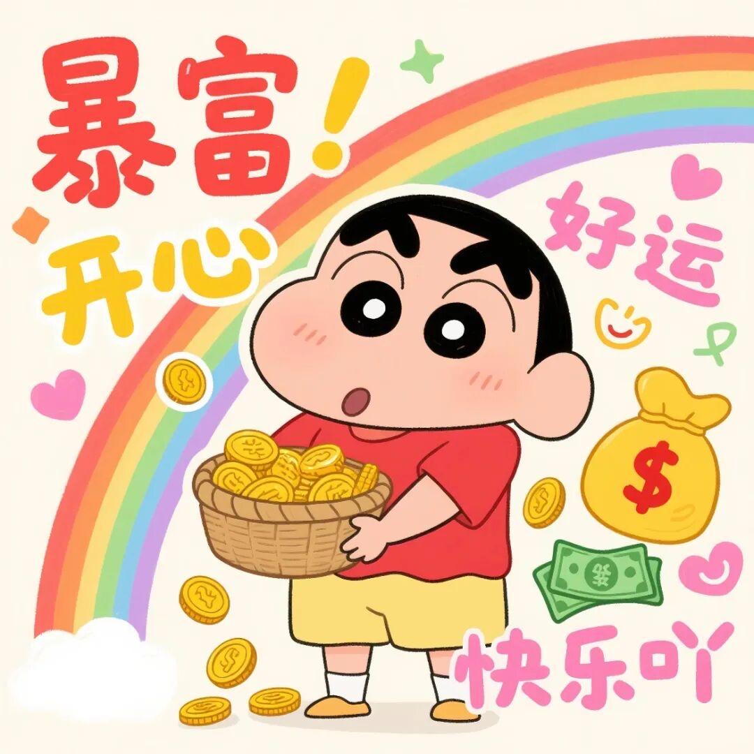 敲可耐小新头像｜发财好运，财富自来