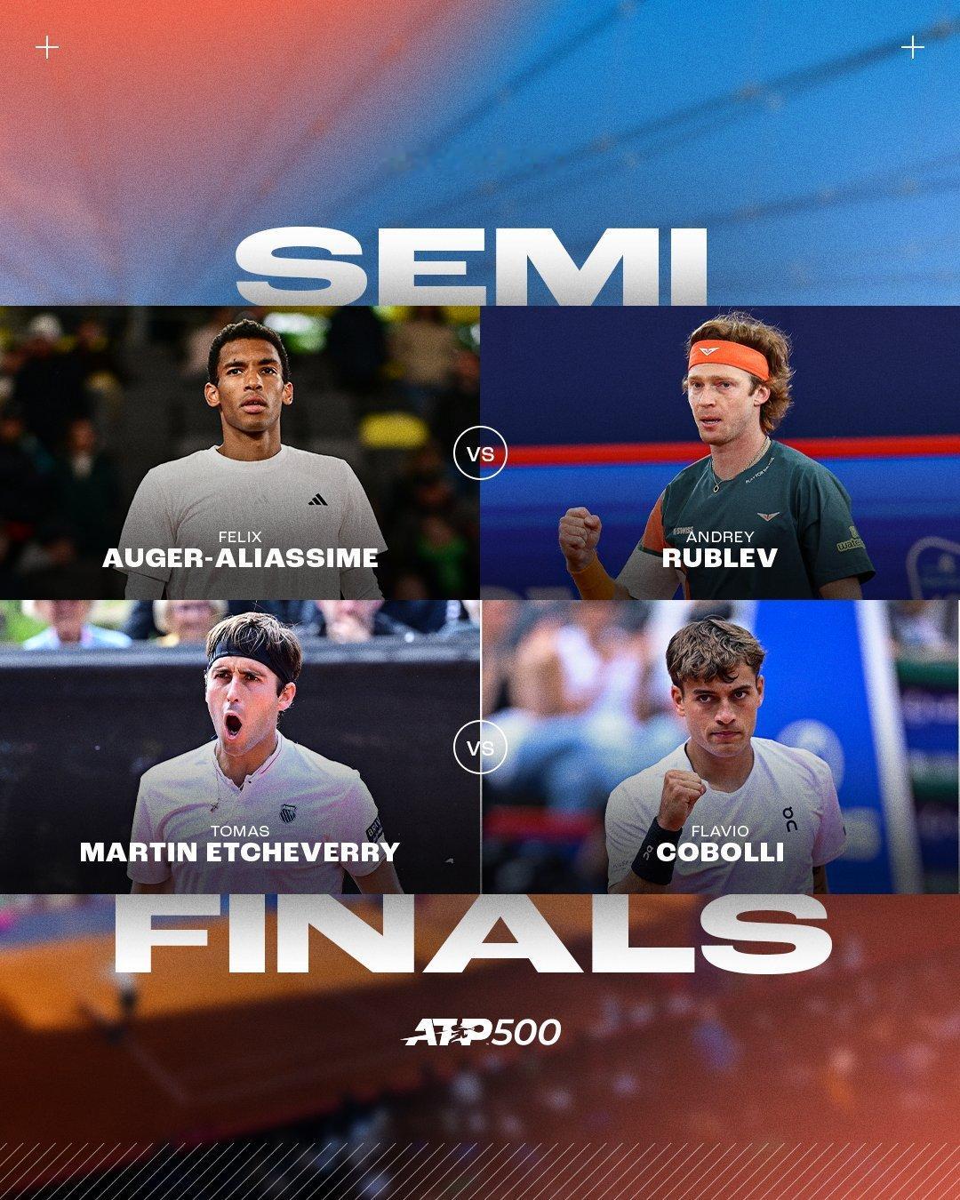 ATP500汉堡四强出炉:阿利亚西姆vs卢布列夫埃切维里vs科博利网球[超话]热