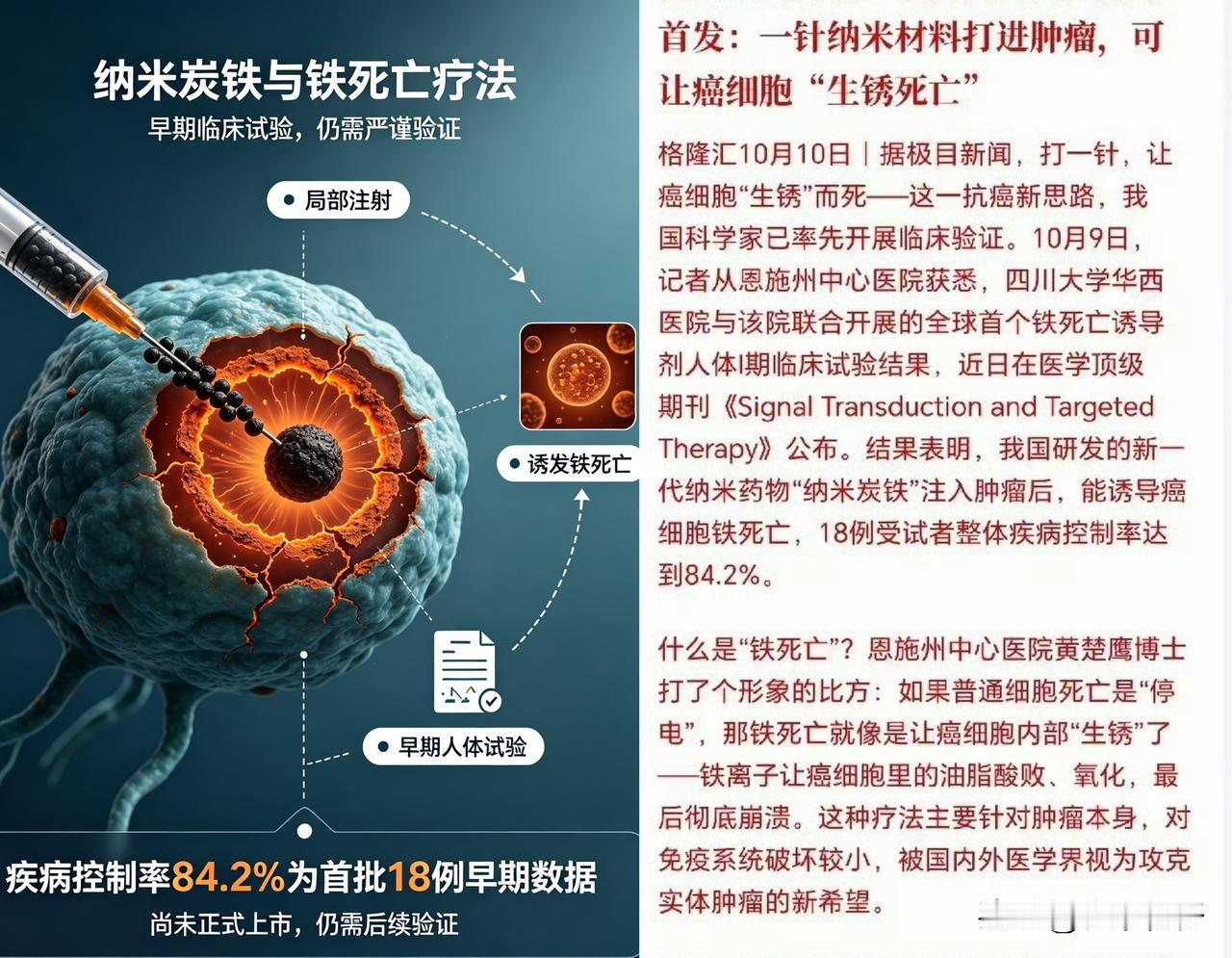 “打一针让癌细胞生锈而死”？

2026 年 10 月，四川大学华西医院与恩施州