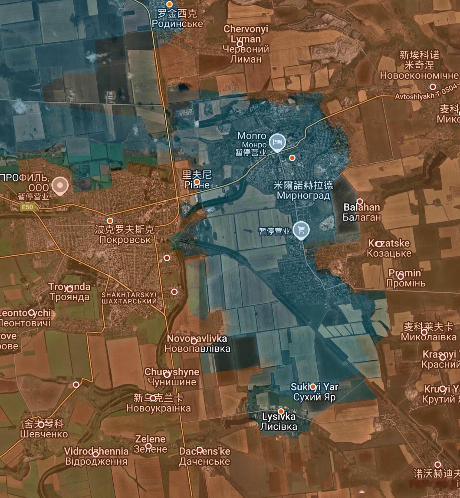 波克罗夫斯克前线态势：过去两日内，俄军已完成对波克罗夫斯克市第八区及迪纳斯区的清