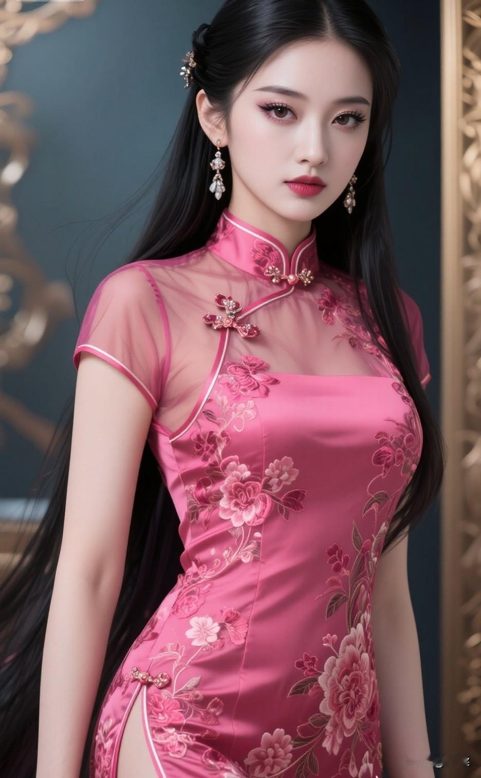 粉嫩旗袍，优雅东方美