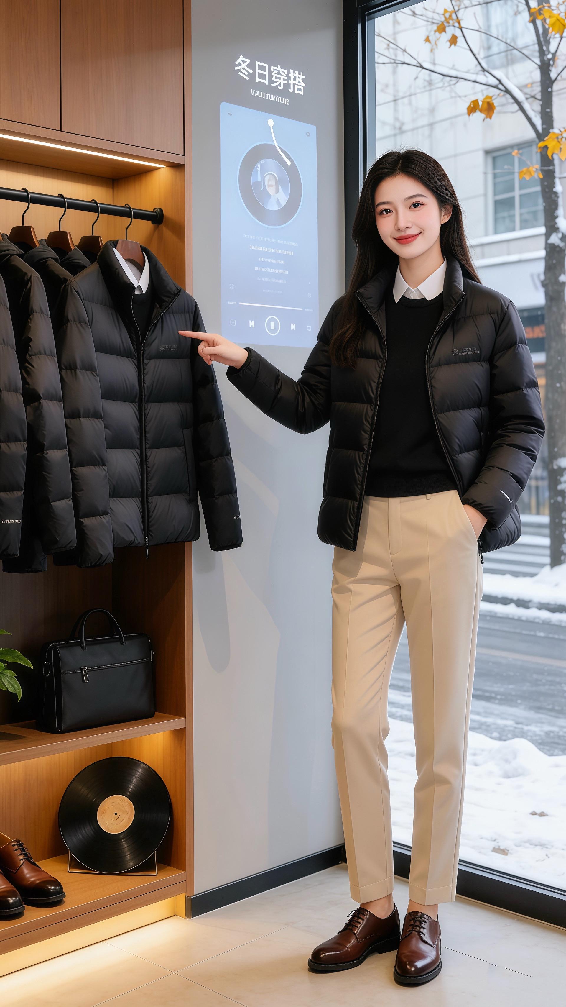 雪粒扑在服饰店的落地玻璃上时，皓明抬眼撞见许妍。她穿的黑色羽绒服立领衬...