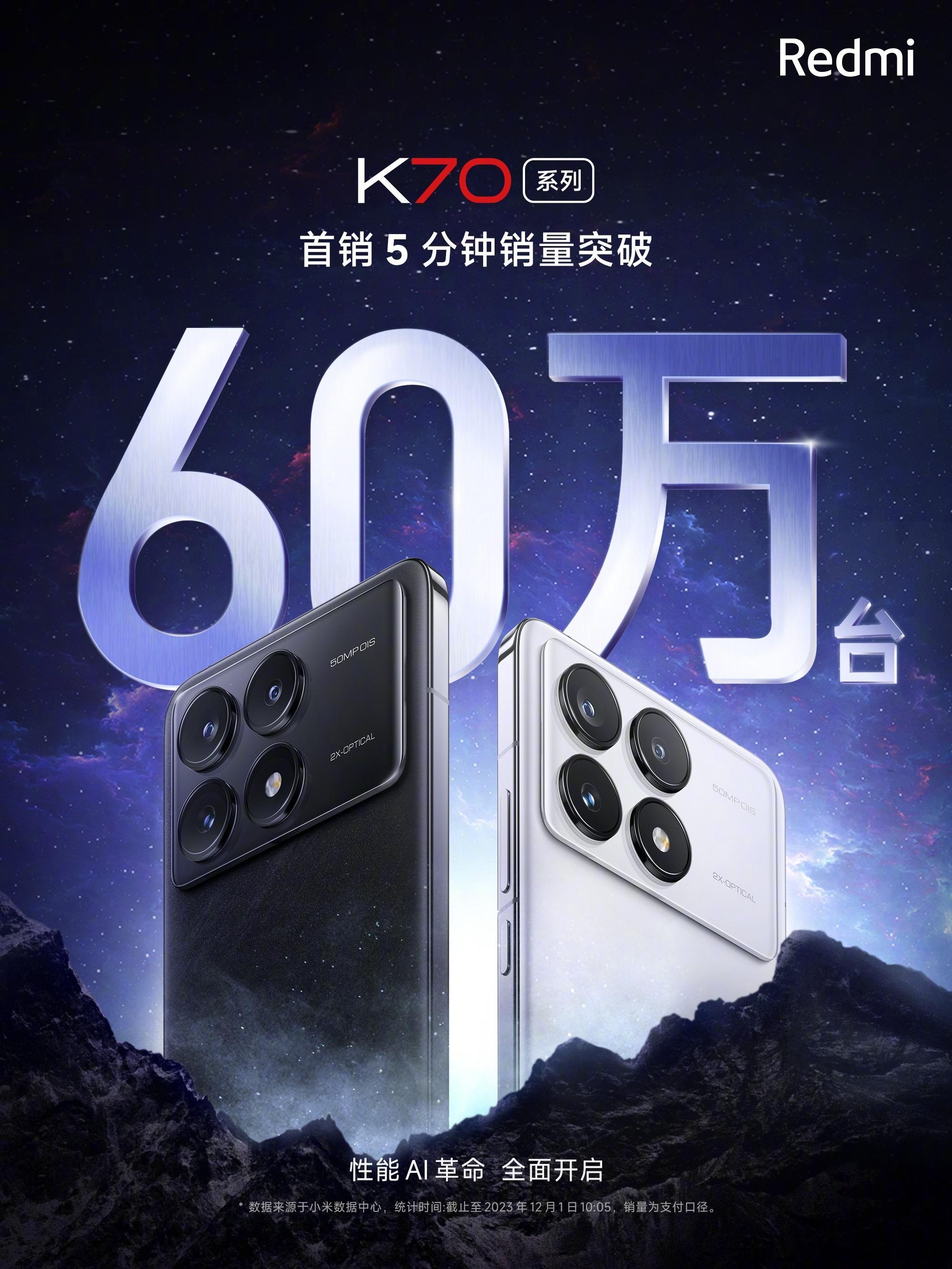 #K70# 首销的成绩来啦，5分钟60万台！这几天，看来同行蹭热度的事情很多，有