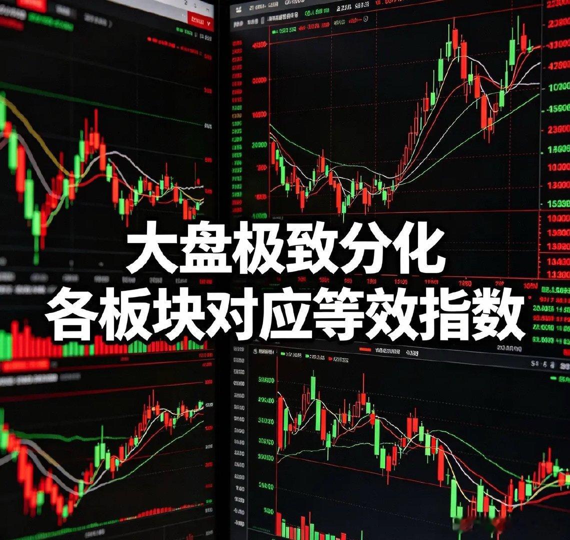 大盘极致分化：各板块对应等效指数当前A股呈现极致结构性分化，不同板块对应“等效大