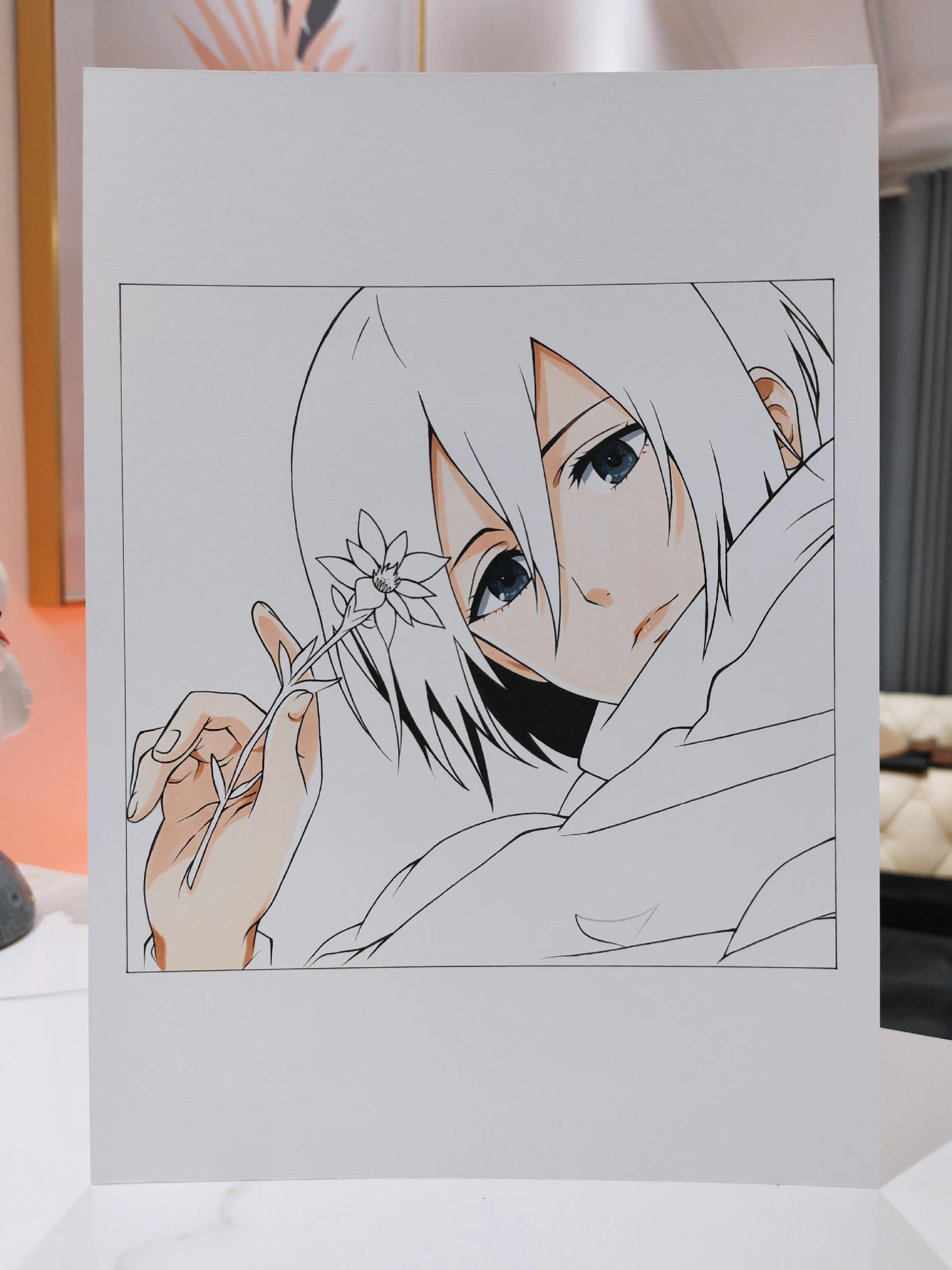 进击的巨人 三笠 马克笔手绘过程图。