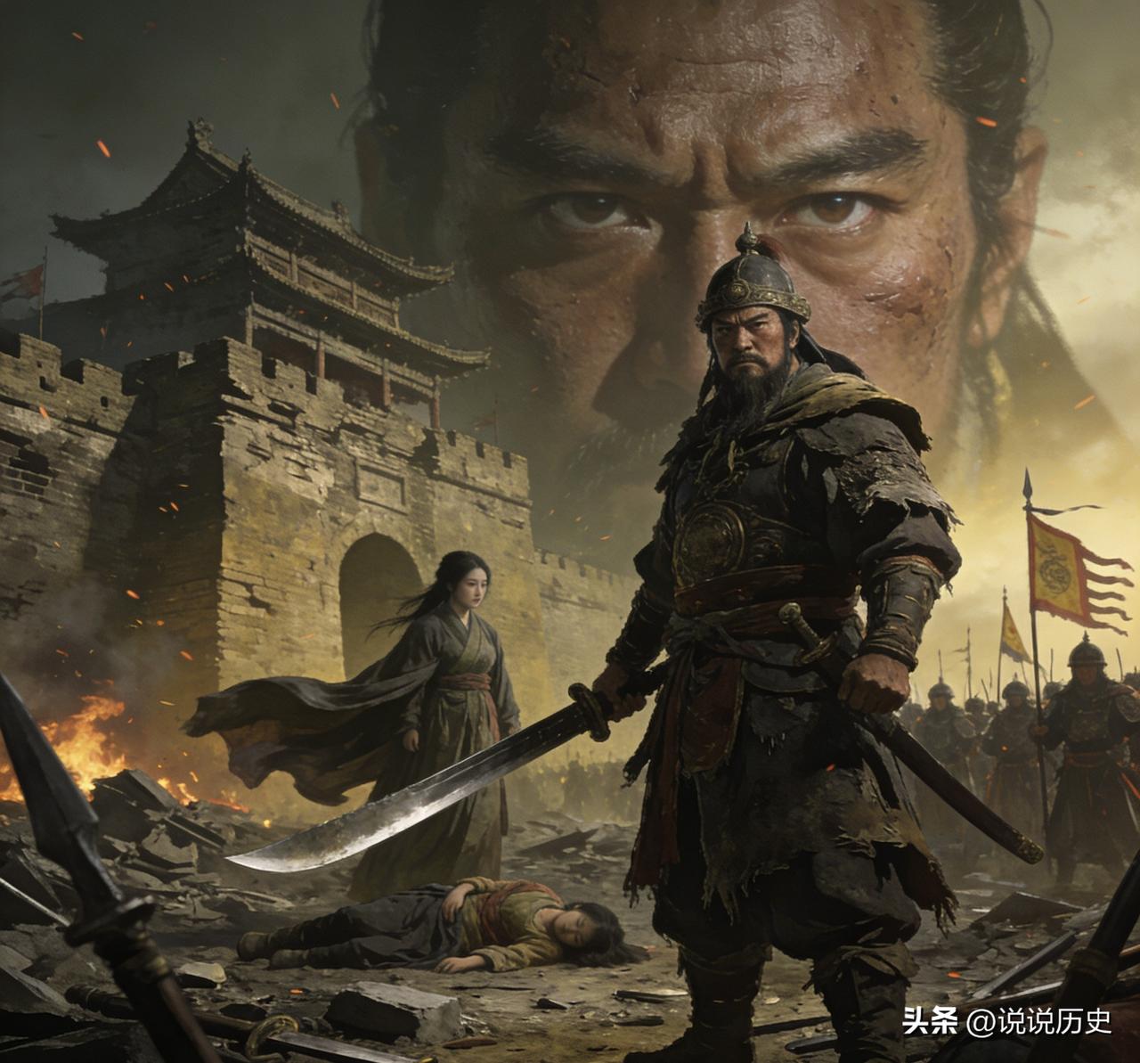 1646年，张献忠撤离成都前，亲手下令处决了所有妻妾和年幼的儿子，养子孙可望跪地