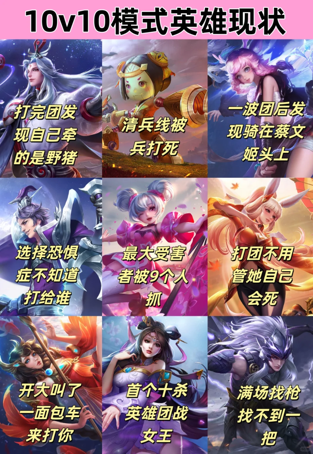 王者荣耀，10V10各个英雄现状！