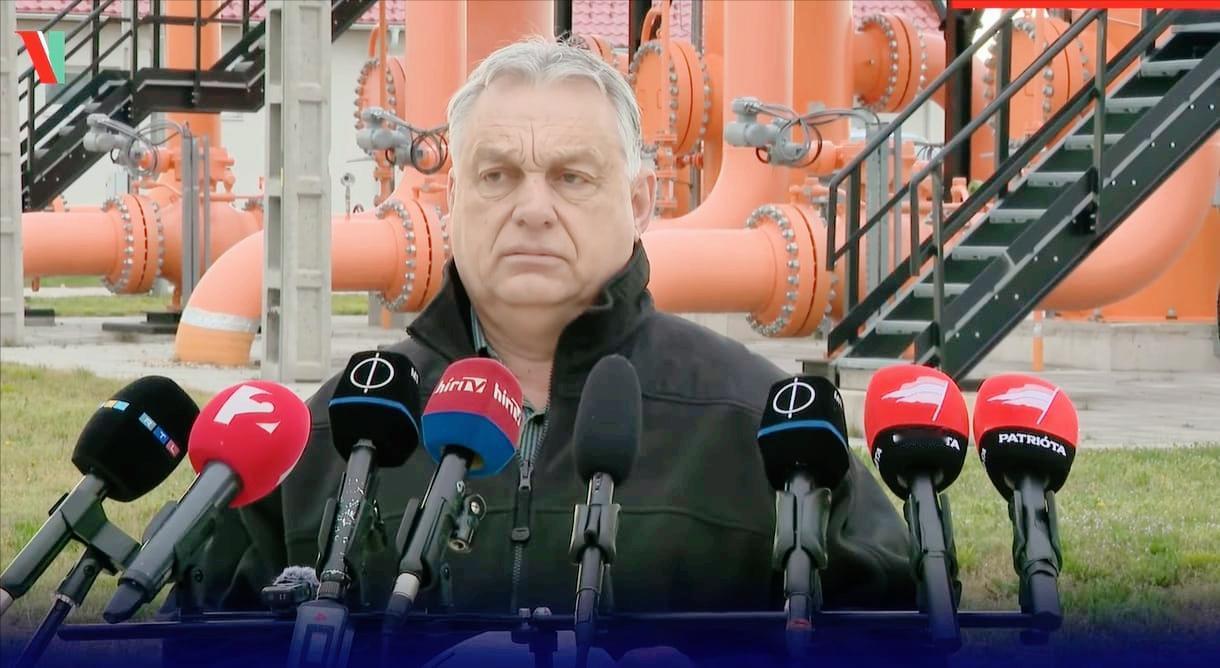 今天，匈牙利总理欧尔班在匈塞边境天然气压缩站前举行新闻发布会。欧尔班称，除非有具