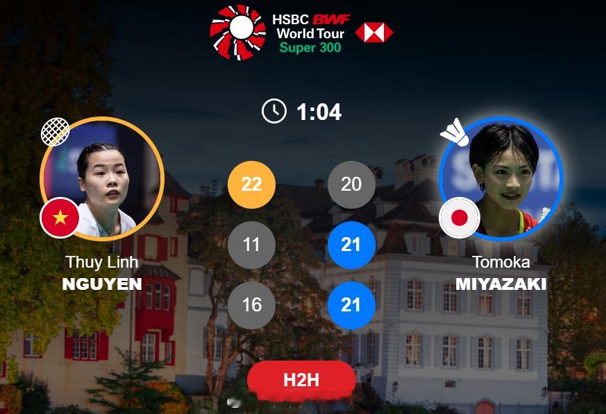 女单 1/8赛阮翠玲 22-20 11-21 16-21 宫崎友花(3)2026