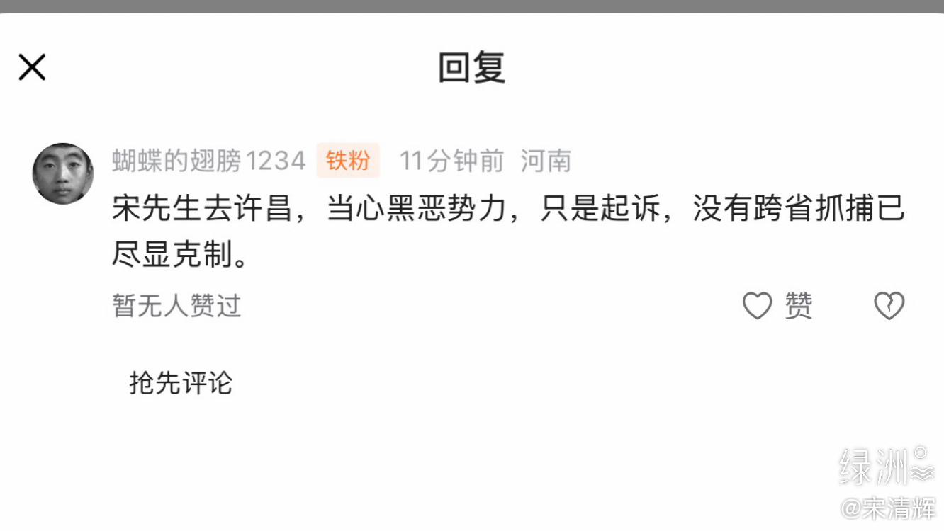 河南网友留言  感谢老家人的关注与支持，当地哪里有什么黑恶势力。于东来打压言论已