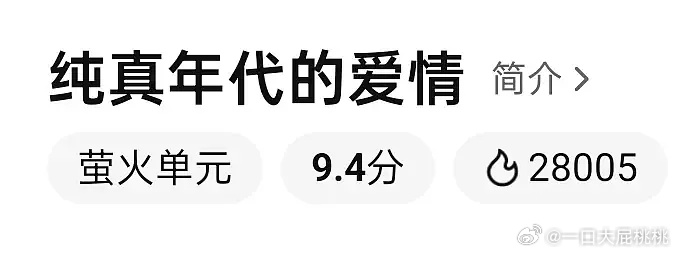 纯真年代热度2.8w，目前是萤火单元历史第一 