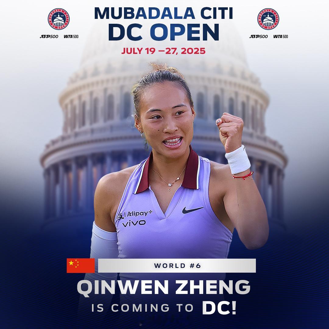 华盛顿赛官宣郑钦文出战正式官宣：郑钦文🇨🇳参加华盛顿WTA500赛！温网20