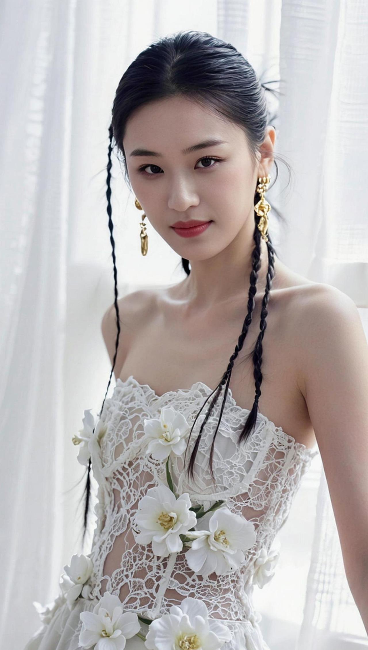 白纱裹着清透的光，青丝绾着温柔的风，每一寸轮廓都写满了东方美学的浪漫，一眼沦陷，