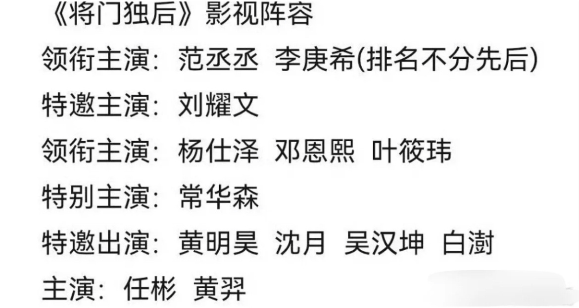 《将门毒后》这么大ip就给我传这种阵容，甚至范丞丞还跟影后平番… 