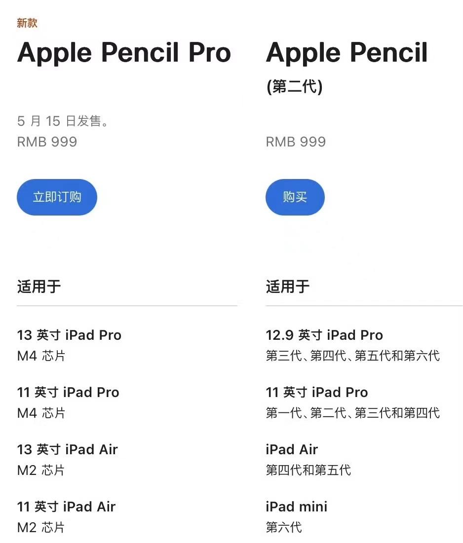新款iPad Pro/Air均不支持2018年发布的第二代Apple Penci