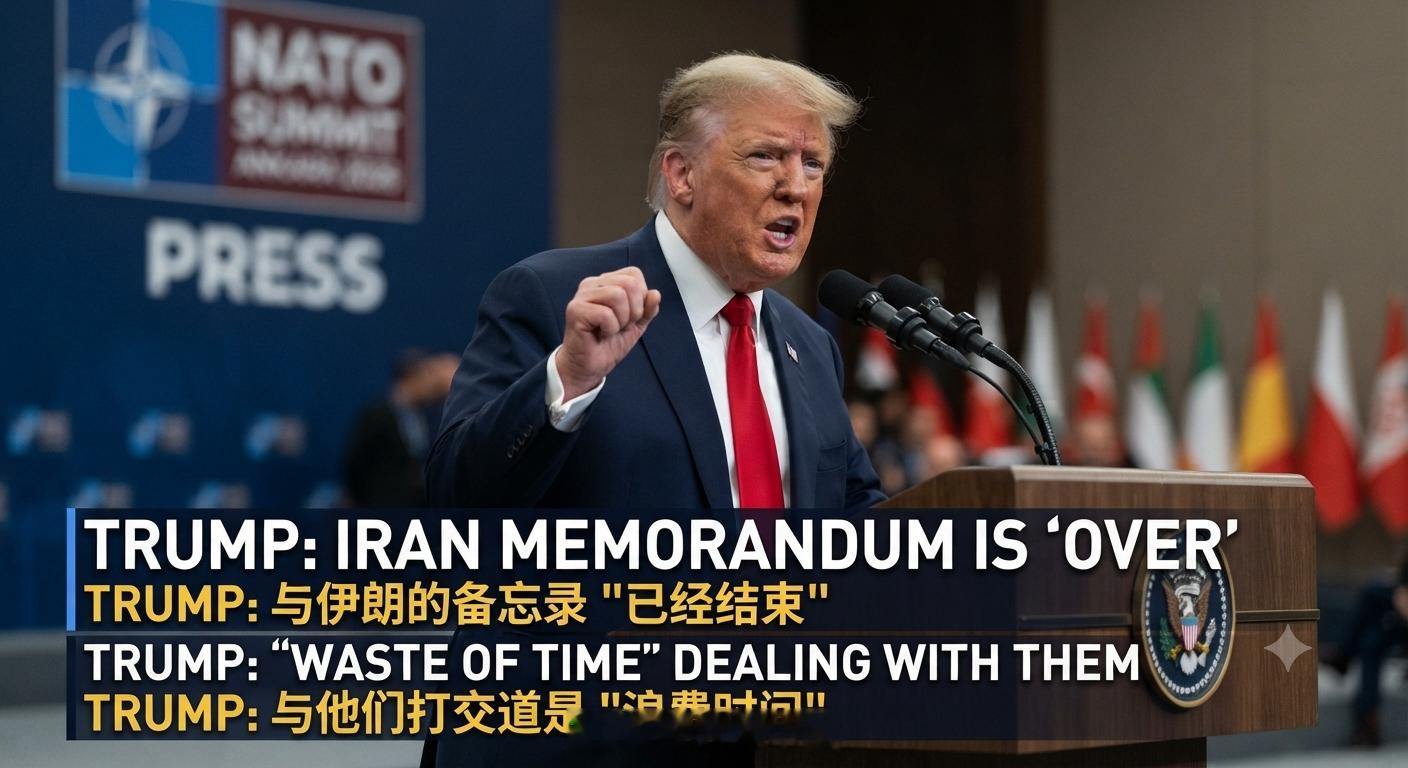 特朗普今天在安卡拉北约峰会期间表示：与伊朗的备忘录“已经结束”，并坚持认为“与他