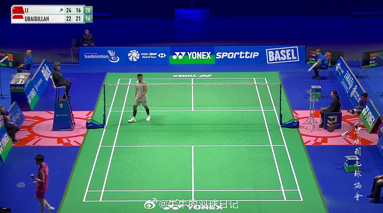 男单 1/16赛 李诗沣(1) 24-22 16-21 21-16 乌拜迪拉李诗