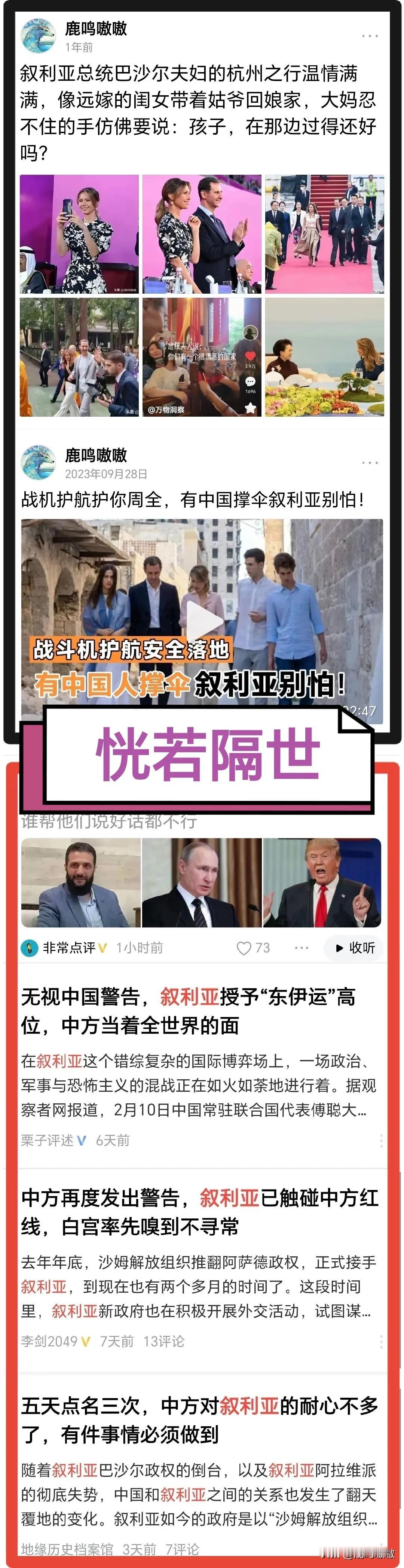 恍若隔世，一眨眼的功夫那个曾让无数国人动容的叙利亚雄狮断脊，沙漠玫瑰凋谢。那个战