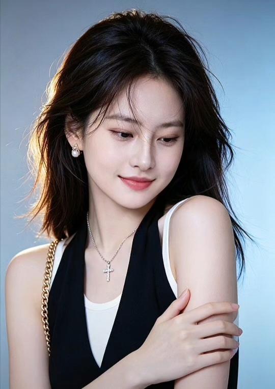 温柔微笑，优雅气质，时尚穿搭，清新自然。