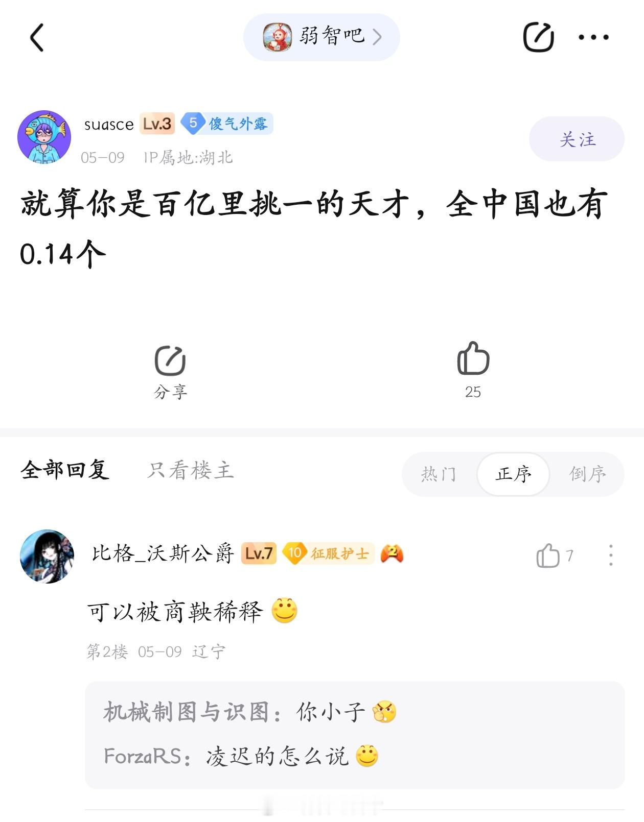 恭喜你获得0.14块天才碎片#弱智吧日常# ​​​