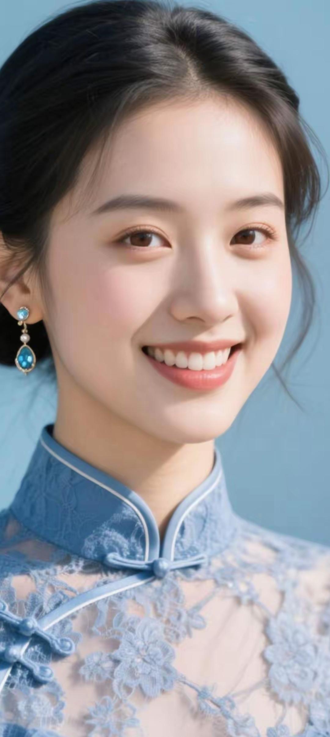 温柔蓝调，笑靥如花，古典与现代的完美融合。