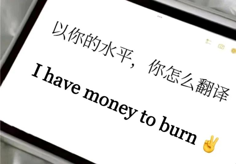 我有花不完的钱

不是炫富，是底气

“I have money to burn