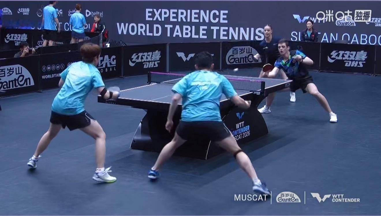 2026wtt马斯喀特挑战赛混合双打16-8黄镇廷/杜凯琹2-3博雷特/夏洛特（