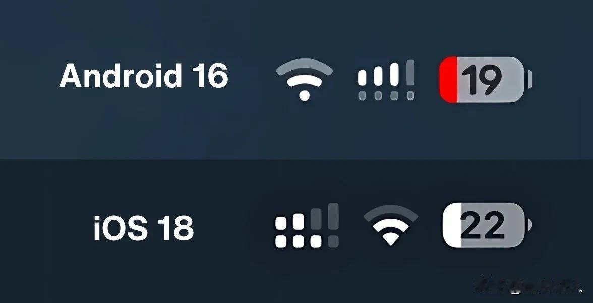 安卓 16状态栏 VS iOS 18状态栏，你觉得哪个更好看？