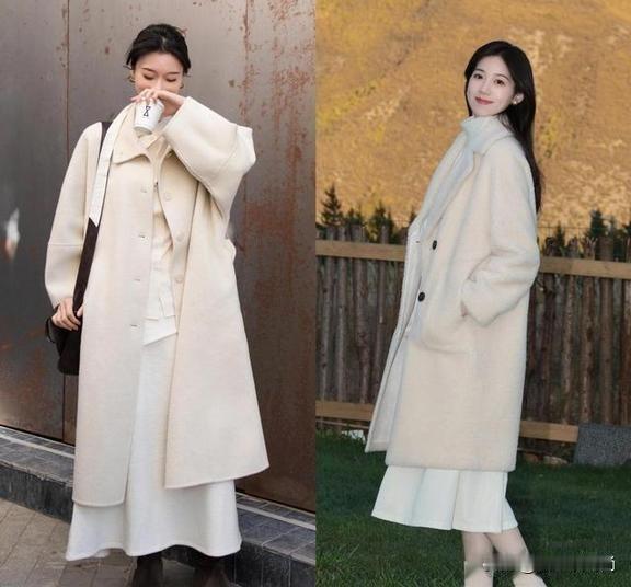 穿来穿去还是觉得“暖色系”呢子大衣最好看，尤其是粉色和米白色的呢子大衣，越看越减