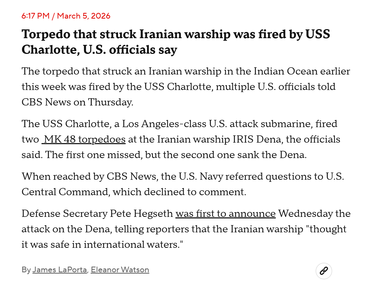 美伊以冲突烽火问鼎计划每天认识一件兵器 CBS News引用美国官员的话报道，击