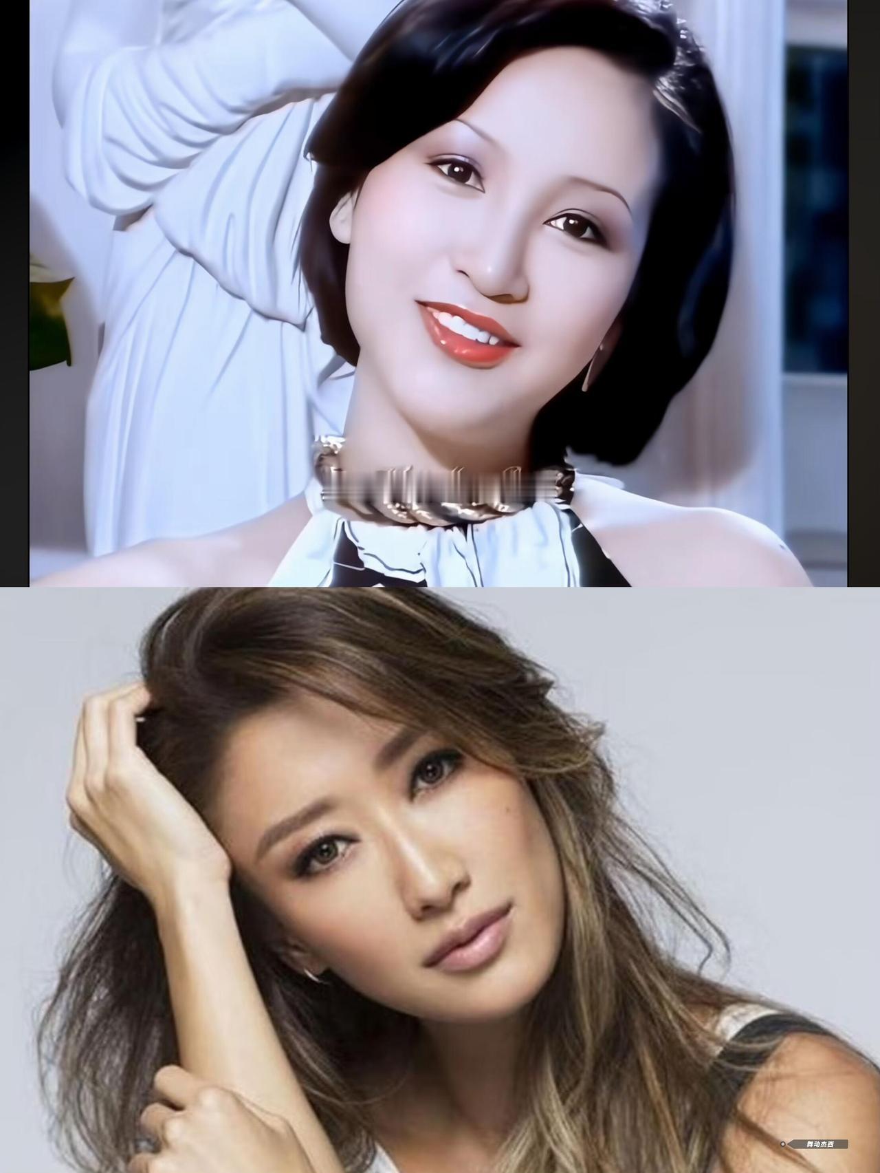谢婷婷没有遗传到母亲的美貌。。。
狄波拉年轻的时候真的是太靓女了，肤白貌美，大气