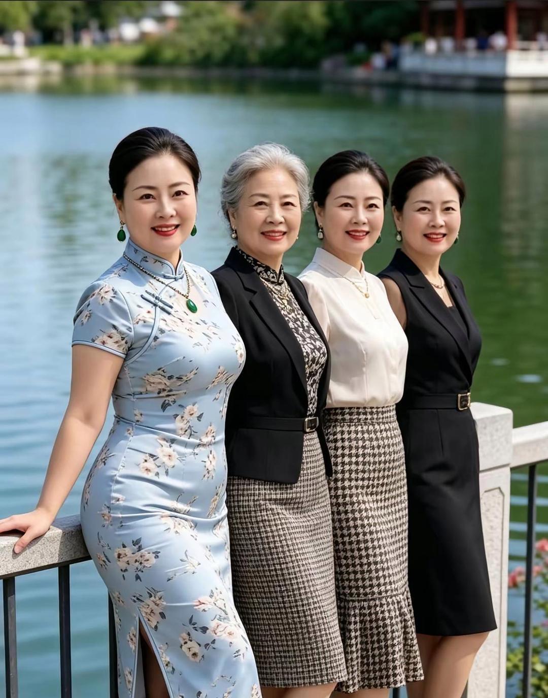 四人之中，谁依旧风姿出众、端庄大方、气质优雅？