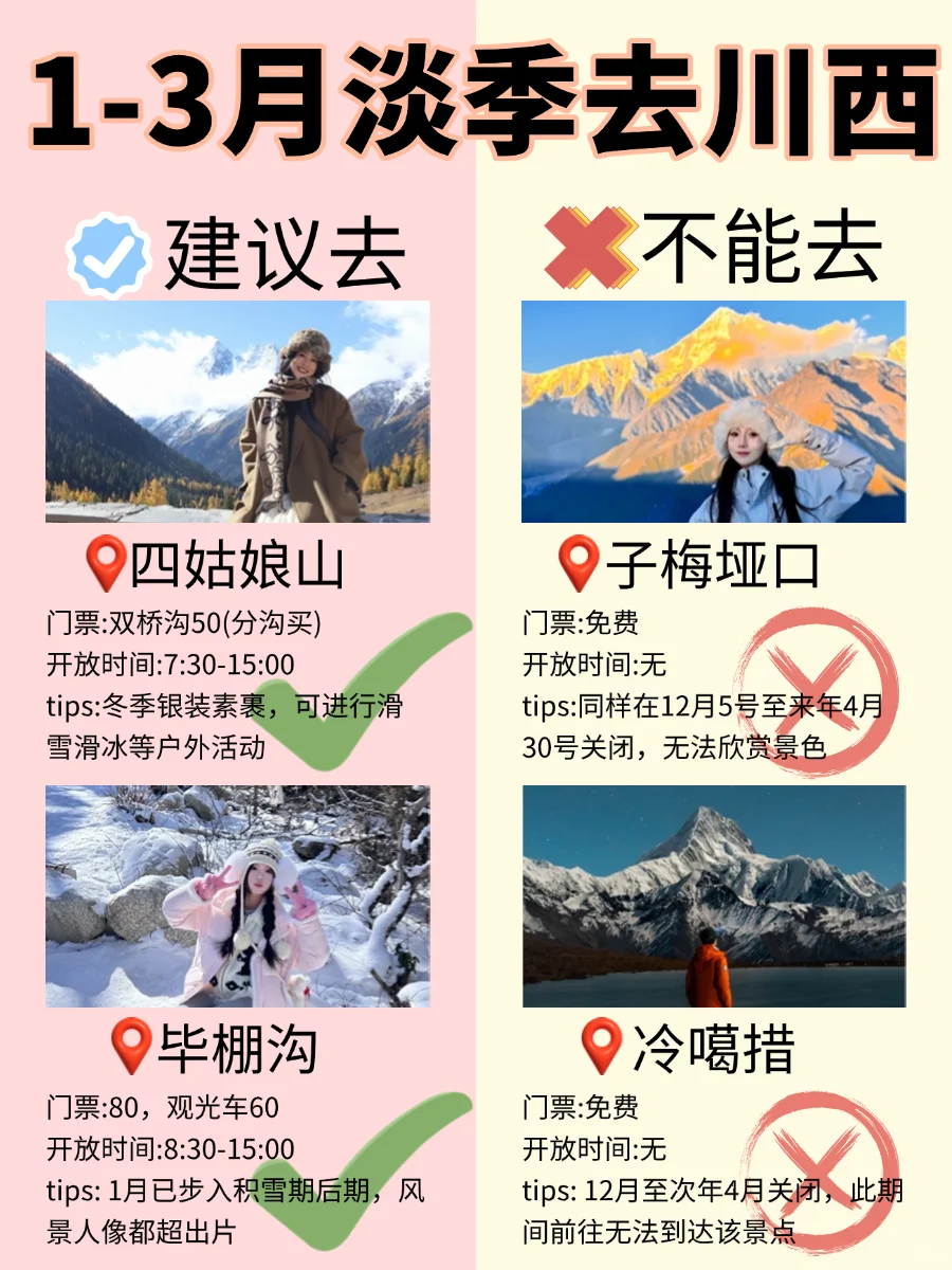 1-3月川西最新攻略🧐建议去🆚不建议去