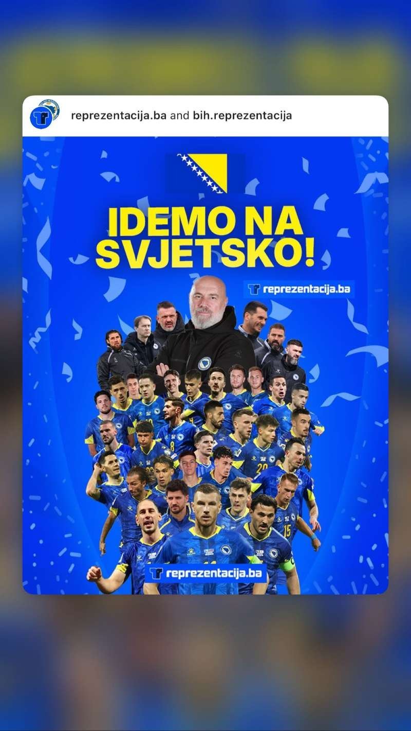 也是足球迷一枚！加尔扎社交媒体转发了最新战报，祝贺波黑队闯入美加墨世界杯决赛圈比