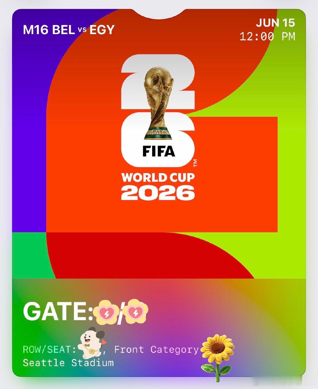 今天西雅图第一场，比利时🇧🇪对埃及🇪🇬我和老公要去现场看⚽️今天也是暑假