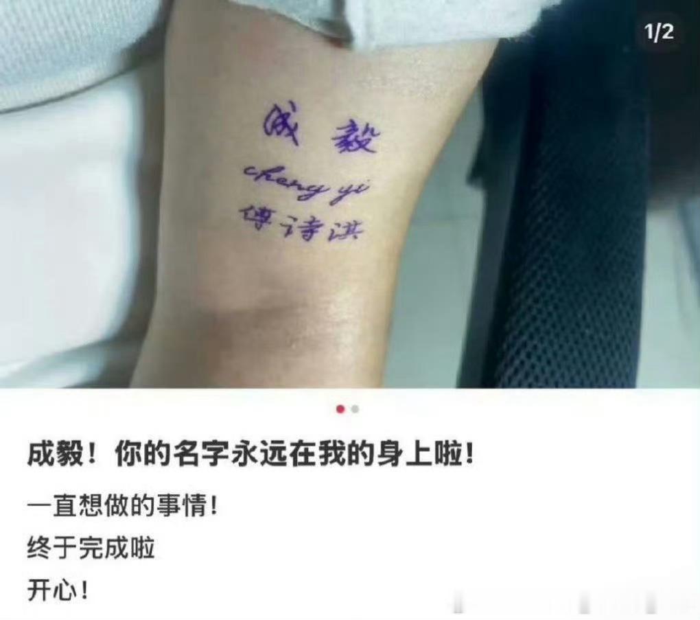 粉丝把成毅纹在身上 “成毅，你的名字永远在我身上了”ee姐姐把成毅纹在身上，这是