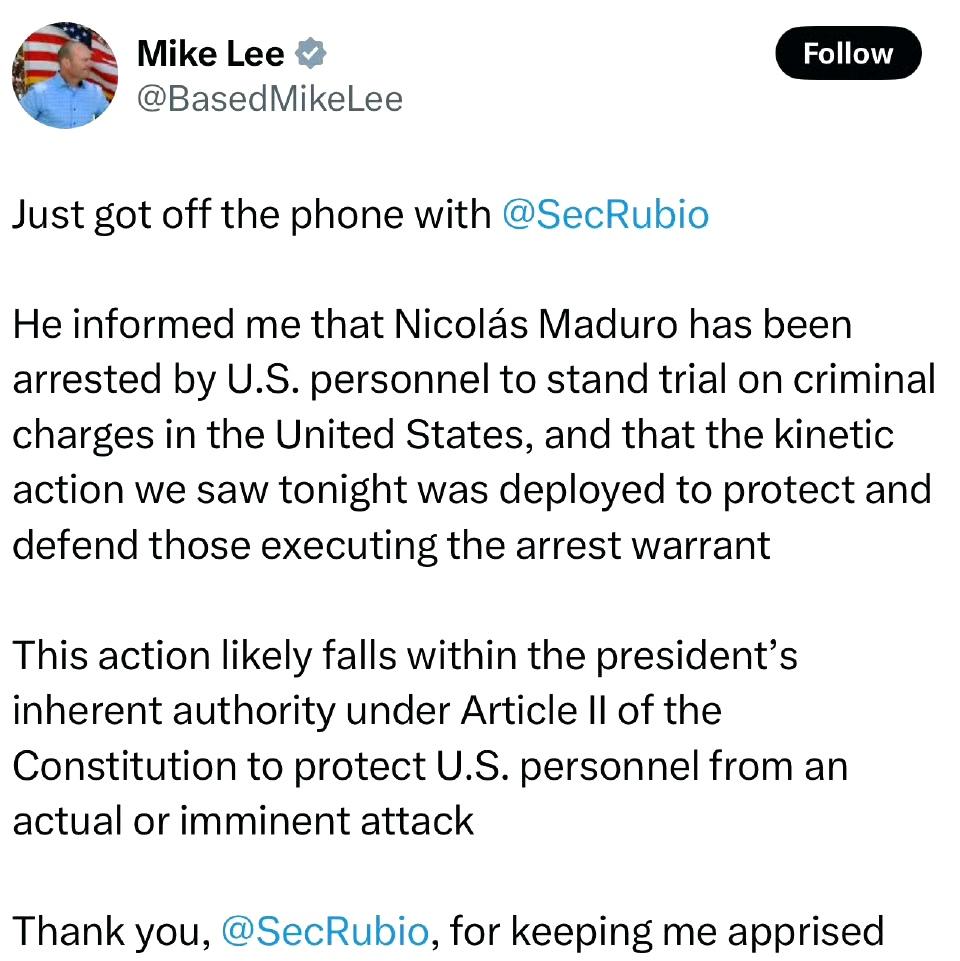 都在等特朗普美东上午11点的记者会。犹他州共和党参议员迈克·李表示
他与国务卿鲁