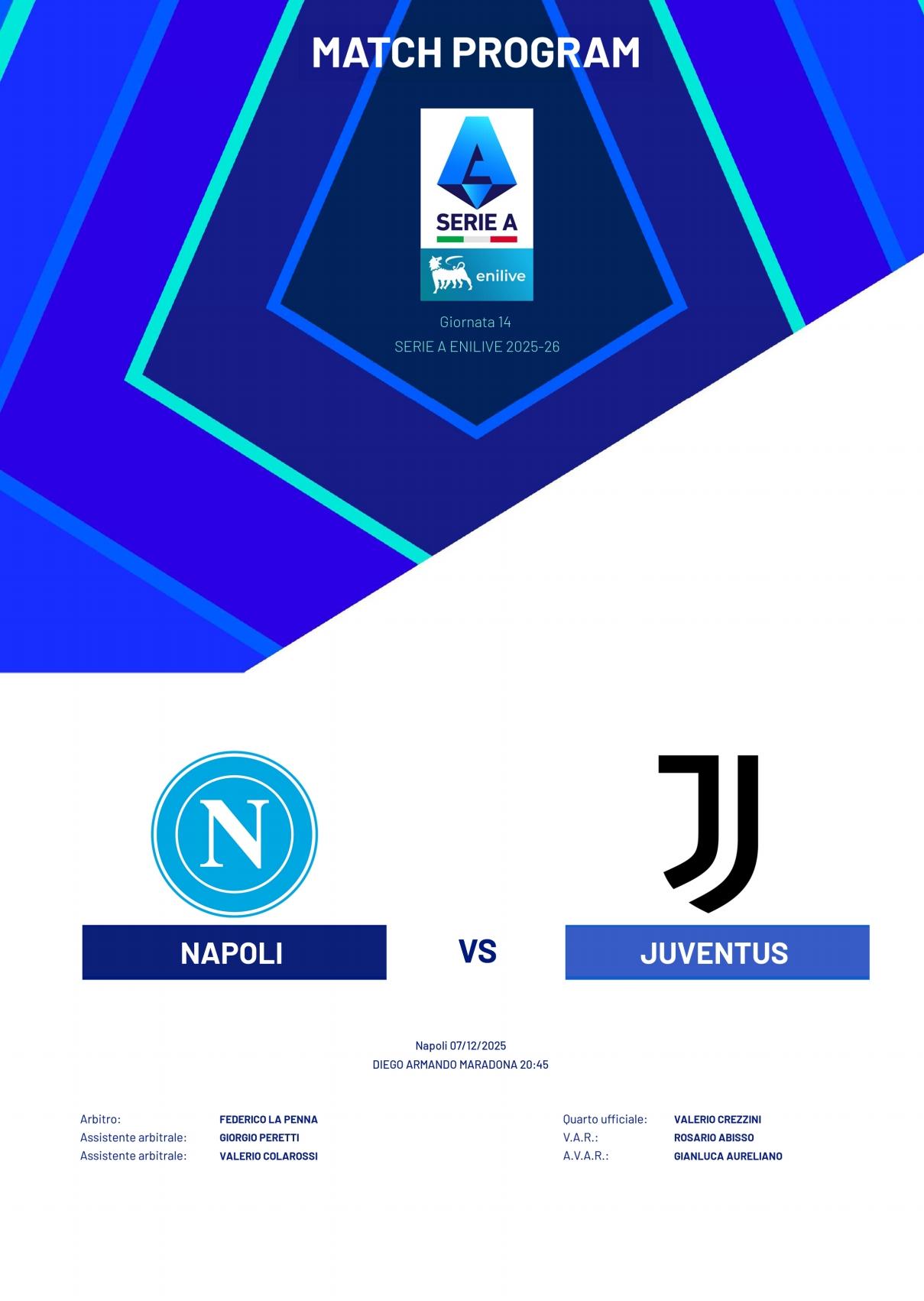 意甲第14轮焦点战下周一03:45尤文客场对阵拿波里。
主裁判:拉佩纳
VAR裁