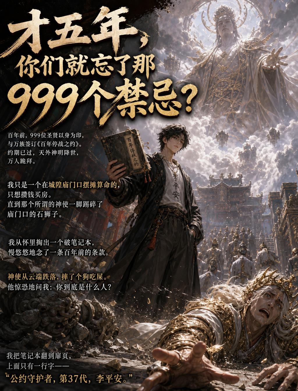 百年公约到期，天外神明下凡，万人跪拜。只有他，掏出个破笔记本，念了一行字……

